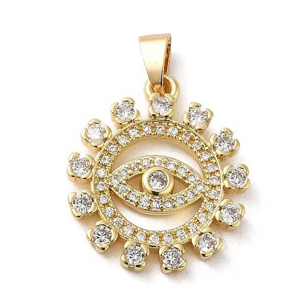 

PandaHall Rack Plating Brass Micro Pave Cubic Zirconia Pendants, Cadmium Free & Lead Free, Real 18K Gold Plated, Long-Lasting Plated, Eye..., Clear