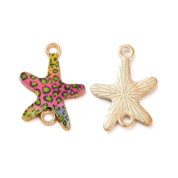 

PandaHall Printed Alloy Connector Charms, Starfish Links, Light Gold, Nickel, Hot Pink, 23x16x1.5mm, Hole: 1.8mm Alloy+Enamel Starfish