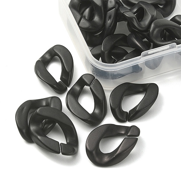 

PandaHall 20Pcs Opaque Spray Painted Acrylic Linking Rings, Quick Link Connectors, for Curb Chains Making, Frosted, Twist, Black, 23x16x5mm...