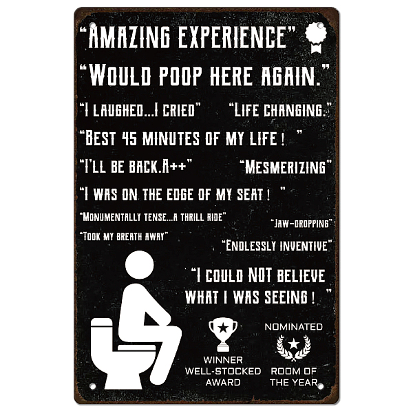 

PandaHall SUPERDANT Metal Tin Sign Toilet Evaluation Vintage Iron Tin Sign Black Text Wall Art Poster Toilet Reviews Bathroom Decor Plaque...