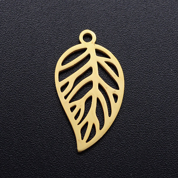 

PandaHall 201 Stainless Steel Pendants, Leaf, Golden, 22x12x1mm, Hole: 1.4mm 201 Stainless Steel Leaf