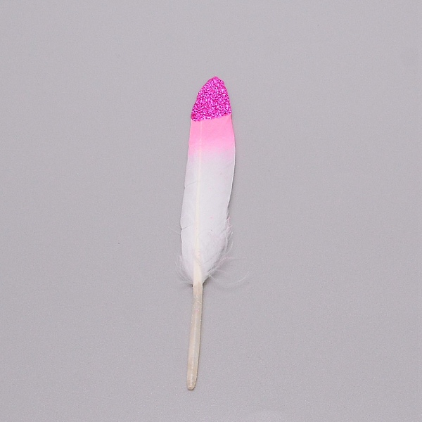 PandaHall Glitter Goose Feather Costume Accessories, Gradient Color, Sewing Craft Decoration, Feather, Fuchsia, 100~150x17~22x3~3.5mm...