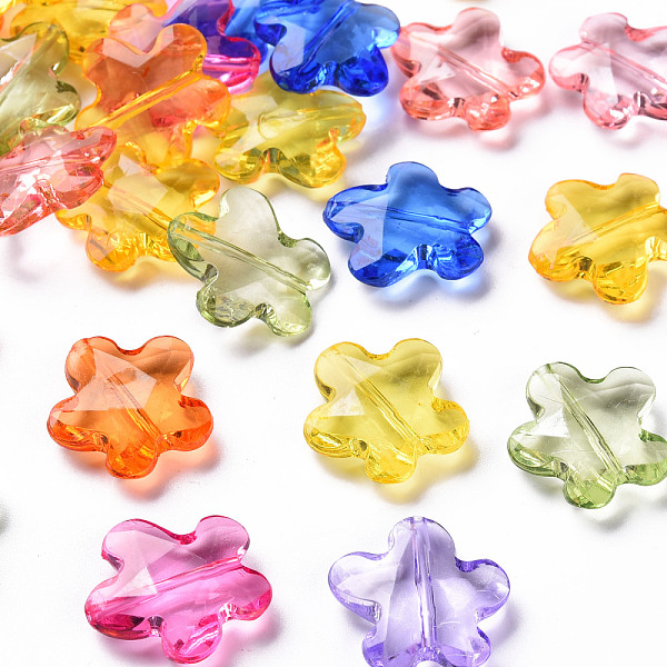 

PandaHall Transparent Acrylic Beads, Faceted, Flower, Mixed Color, 18.5x18.5x5.5mm, Hole: 1.2mm, about 470pcs/500g Acrylic Flower Multicolor