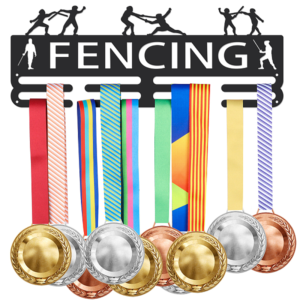 

PandaHall SUPERDANT Fencing Medal Hanger Fencing Medal Holder with 8 Lines Sturdy Steel Award Display Holders Wall Mounted Medal Display...