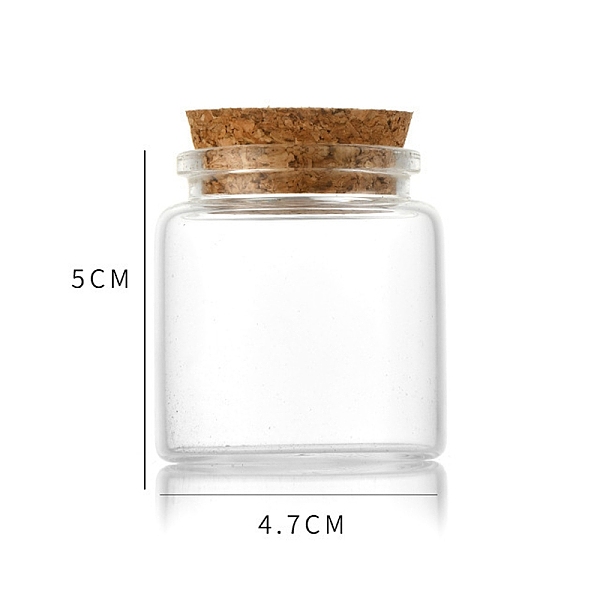 

PandaHall Glass Bottle, with Cork Plug, Wishing Bottle, Column, Clear, 4.7x5cm, Capacity: 50ml(1.69fl. oz) Glass Column Clear
