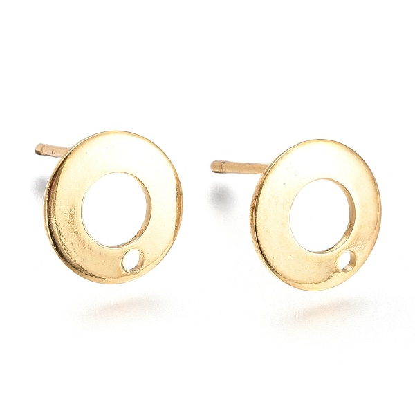 

PandaHall 201 Stainless Steel Stud Earring Findings, with 304 Stainless Steel Pins, Ring, Golden, 10.5x1mm, Hole: 1.4mm, Pin: 0.8mm 201...