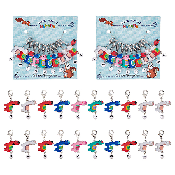 

PandaHall Alloy Enamel Llama/Alpaca with Number Pendant Locking Stitch Markers, Zinc Alloy Lobster Claw Clasps Stitch Marker, Mixed Color..., Multicolor