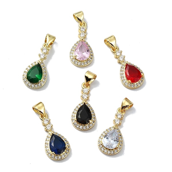 

PandaHall Rack Plating Real 18K Gold Plated Brass Micro Pave Cubic Zirconia Pendants, with Glass, Long-Lasting Plated, Lead Free & Cadmium..., Multicolor