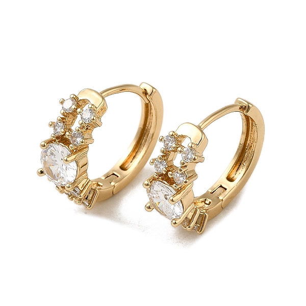 

PandaHall Brass Micro Pave Cubic Zirconia Hoop Earring, with Glass, Light Gold, 17x6.5mm Brass Clear