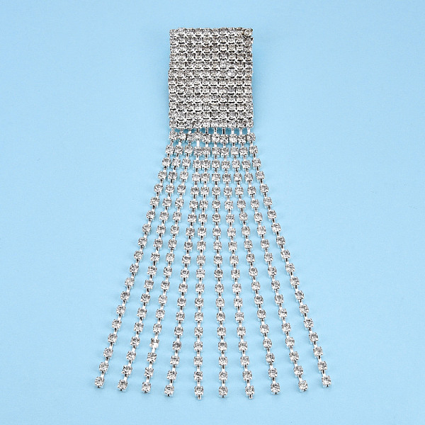 

PandaHall Crystal Rhinestone Rectangle with Tassel Lapel Pin, Creative Brass Badge for Backpack Clothes, Silver, 120x26x8mm, Pin: 0.7mm..., Clear