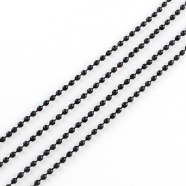 

PandaHall Electrophoresis Soldered Iron Ball Bead Chains, with Spool, Black, 1.5mm, about 328.08 Feet(100m)/roll Iron Black