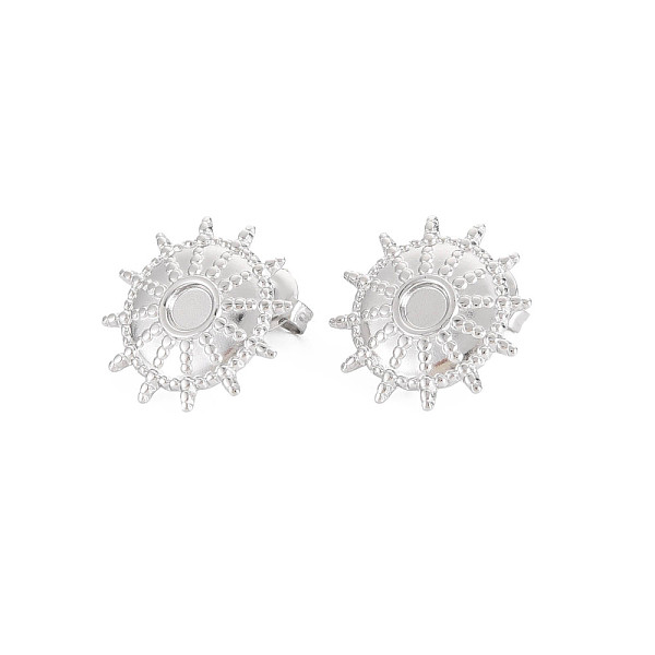 

PandaHall 304 Stainless Steel Stud Earring Findings, Earring Setting for Enamel, with Ear Nuts and Loops, Helm, Stainless Steel Color...