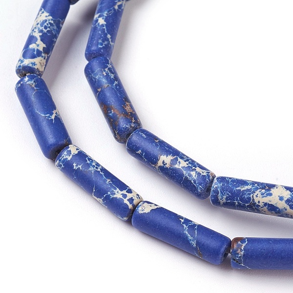 

PandaHall Synthetic Imperial Jasper Beads Strands, Dyed, Column, Royal Blue, 13~15x4.5mm, Hole: 1mm, about 28~29pcs/strand, 14.96 inch(38cm)...