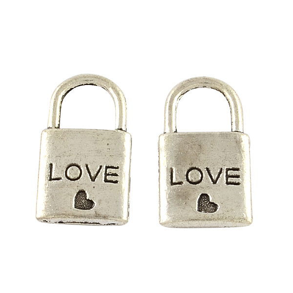 

PandaHall Love Padlock Tibetan Style Zinc Alloy Pendants, Lead Free & Cadmium Free, Antique Silver, 20x11x2mm, Hole: 6x6mm, about...