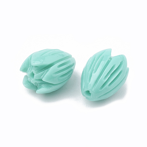 

PandaHall Dyed Synthetic Coral Beads, Jasmine Flower, Turquoise, 10.5~11x8~9mm, Hole: 1mm Synthetic Coral Flower Green
