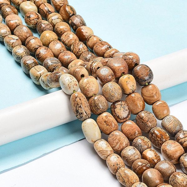 

PandaHall Natural Picture Jasper Beads Strands, Nuggets Tumbled Stone, 6.5~15x7~14x7~14mm, Hole: 1~1.4mm, about 32~33pcs/strand, 15.16~...
