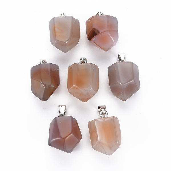 

PandaHall Natural Pink Agate Pendants, with Iron Pinch Bail, Nuggets, 24~25x16~18x14~16mm, Hole: 7.5x4mm Natural Agate Nuggets