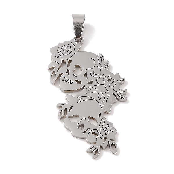 

PandaHall 201 Stainless Steel Pendants, Skull Charm, Stainless Steel Color, 47.5x25x1.5mm, Hole: 4x7mm 201 Stainless Steel Skull