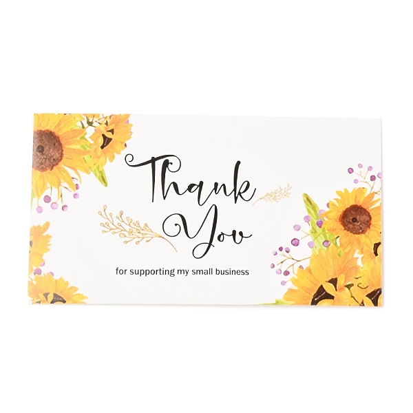 

PandaHall Thank You for Supporting My Business Card, for Decorations, Rectangle with Sunflower Pattern, Yellow, 90x50x0.4mm, 50pcs/bag Paper...