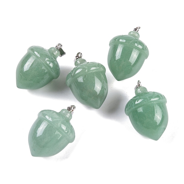 

PandaHall Natural Green Aventurine Pendants, Acorn Charms with 201 Stainless Steel Snap on Bails, Stainless Steel Color, 29~30x20mm, Hole...