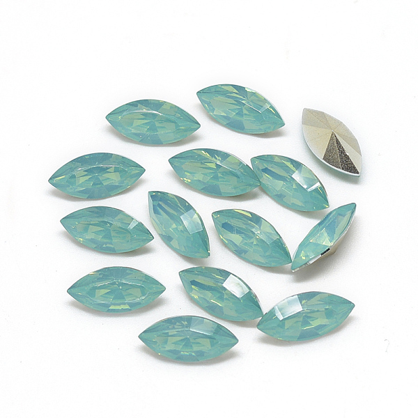 

PandaHall Pointed Back Resin Rhinestone Cabochons, Horse Eye, Turquoise, 15x4x3mm, about 900pcs/bag Resin Horse Eye Green