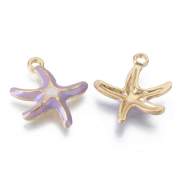 

PandaHall Alloy Enamel Pendants, Cadmium Free & Lead Free, Starfish Shape, Light Gold, Medium Orchid, 19.5x17x3.5mm, Hole: 1.6mm...
