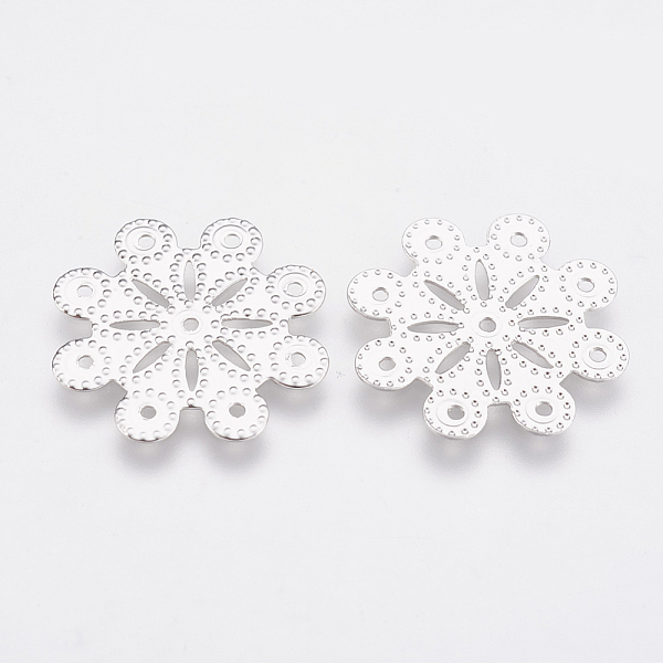 

PandaHall Brass Filigree Joiner Links, Flower, Nickel Free, Real Platinum Plated, 19.5x0.5mm, Hole: 1mm Brass Flower