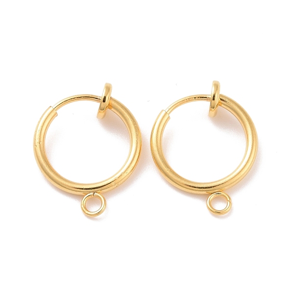 

PandaHall 304 Stainless Steel Clip-on Earring Findings, For Non-pierced DIY Earring Making, with Loop & Spring Findings, Golden, 17x13x4.5mm...