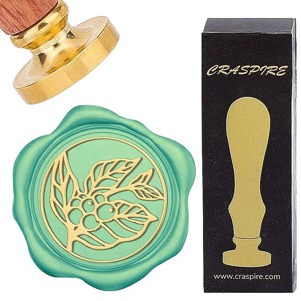 

PandaHall Brass Wax Seal Stamps with Rosewood Handle, for DIY Scrapbooking, Leaf, 25mm Brass Leaf