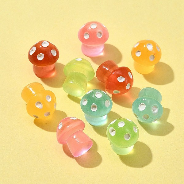 

PandaHall 10Pcs Luminous Resin Display Decorations, Glow in the Dark, Mushrooms, Mixed Color, 12.5x11mm Resin Mushroom Multicolor