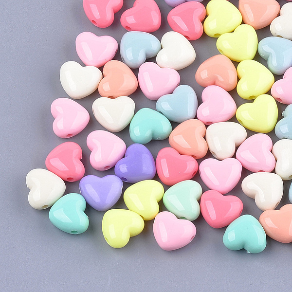 

PandaHall Opaque Acrylic Beads, Heart, Mixed Color, 15x17x9.5mm, Hole: 2.5mm Acrylic Heart Multicolor