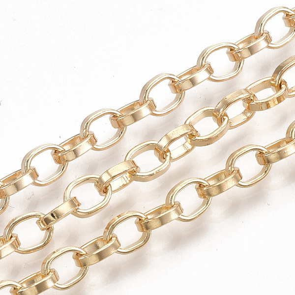 

PandaHall Iron Cable Chains, Unwelded, with Spool, Flat Oval, Light Gold, 5.5x4.3x1.2mm, about 164.04 Feet(50m)/roll Iron
