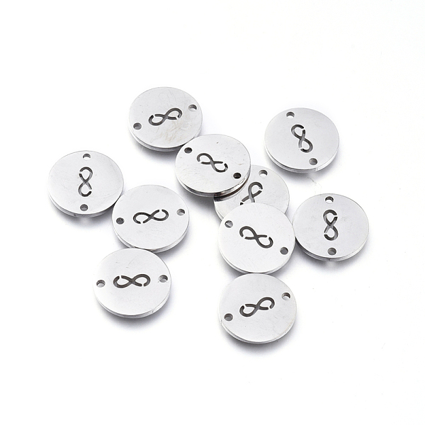 

PandaHall 304 Stainless Steel Links connectors, Laser Cut, Flat Round with Infinity, Stainless Steel Color, 11.5x1mm, Hole: 1.2mm 304...