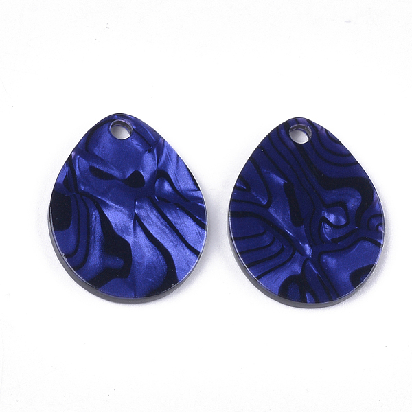

PandaHall Cellulose Acetate(Resin) Pendants, teardrop, Dark Blue, 28x22x2.5mm, Hole: 3mm Cellulose Acetate Teardrop Blue