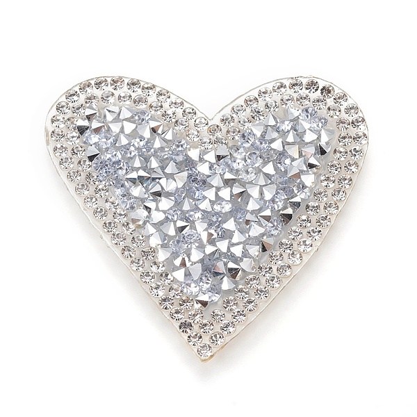 

PandaHall Plastic Clothing Patches, with Resin Rhinestone, Heart, Silver, 43x50x2.5mm Resin Rhinestone Heart Silver