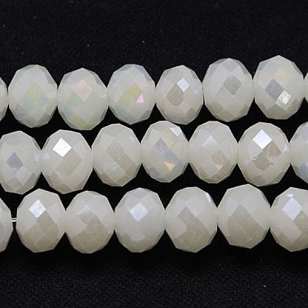 

PandaHall Electroplate Glass Bead Strands, Full Luster Plated, Faceted, Rondelle, WhiteSmoke, 3.5x2.5~3mm, Hole: 1mm, about 120pcs/strand..., White
