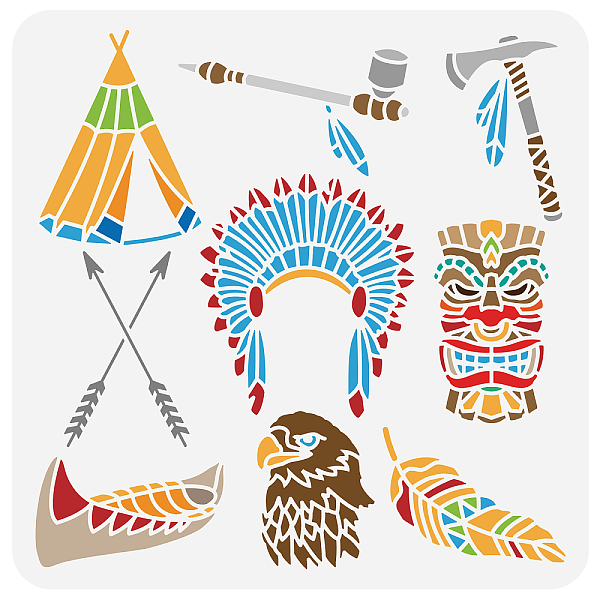 

PandaHall FINGERINSPIRE Indian Tribes Painting Stencil 11.8x11.8inch Tribal Motifs Drawing Template Decorative Chieftain Headdress Stencil...