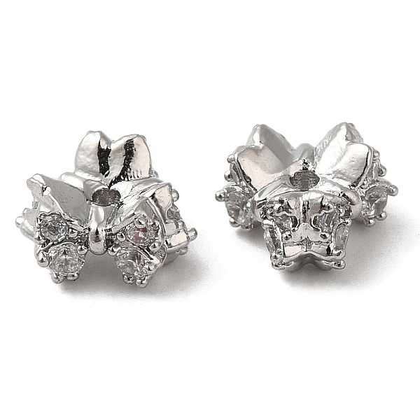 

PandaHall Brass Micro Pave Cubic Zirconia Spacer Beads, Nickel Free, Bowknot, Real Platinum Plated, 6.8x6.8x4.5mm, Hole: 1mm Brass+Cubic...