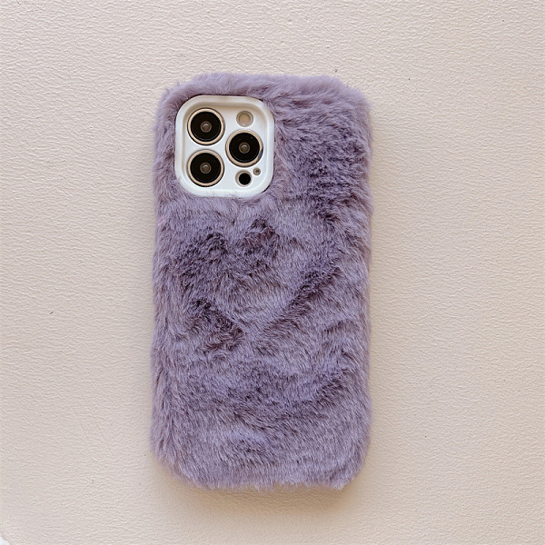 PandaHall Warm Plush Mobile Phone Case for Women Girls, Plastic Winter Camera Protective Covers for iPhone14 Pro, Medium Purple...