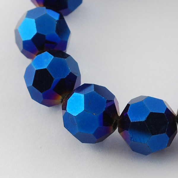 

PandaHall Electroplate Glass Bead Strands, Faceted(32 Facets), Round, Blue Plated, 6x5mm, Hole: 1mm, about 100pcs/strand, 21 inch Glass...