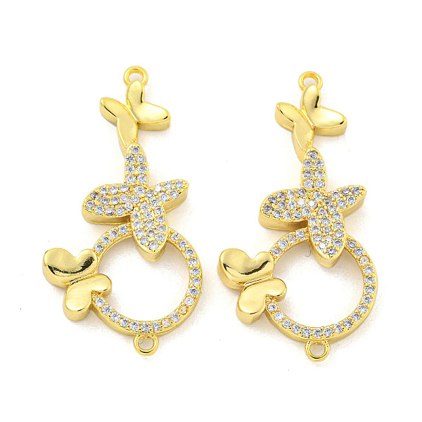 

PandaHall Rack Plating Brass Micro Pave Clear Cubic Zirconia Ring with Butterfly Connector Charms, Cadmium Free & Lead Free, Long-Lasting...