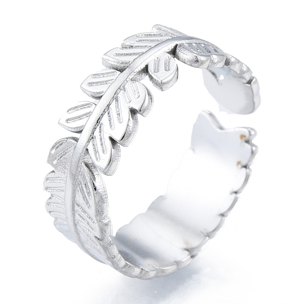 

PandaHall 304 Stainless Steel Leaf Cuff Rings, Open Rings for Women Girls, Stainless Steel Color, US Size 6(16.5mm) 304 Stainless Steel