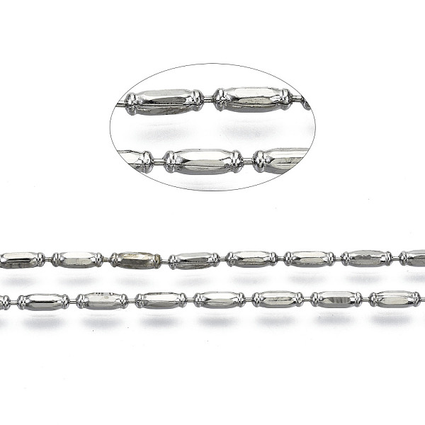 

PandaHall Brass Ball Chains, Faceted Rice Beads Chains, Long-Lasting Plated, with Spool, Cadmium Free & Lead Free, Platinum, 6x2mm, about...