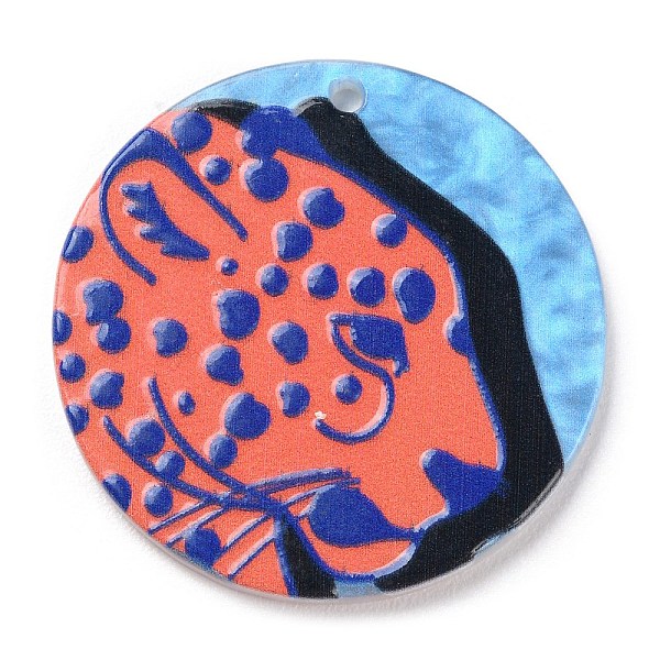 

PandaHall Acrylic Pendants, Flat Round with Leopard Pattern, Tomato, 37.5x2.5mm, Hole: 2mm Acrylic Flat Round Red