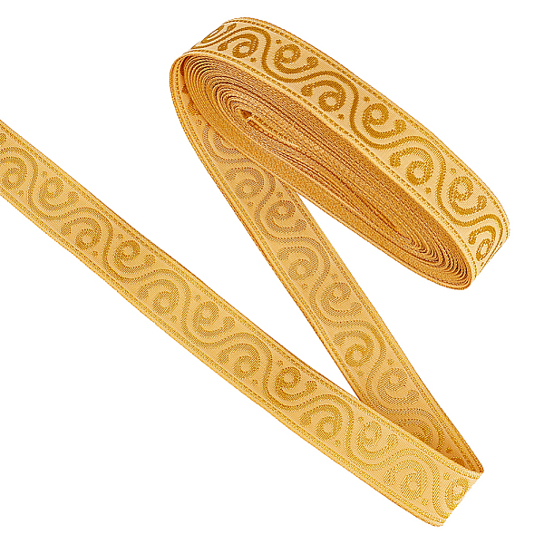 

PandaHall FINGERINSPIRE 10 Yards Ethnic Style Polyester Filigree Ribbon, for Gift Wrapping, Party Decoration, Gold Color, Flat, Floral...
