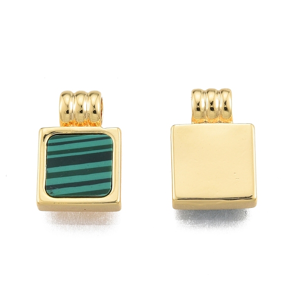 

PandaHall Synthetic Malachite Charms, with Brass Findings, Square, Real 18K Gold Plated, 13.5x9x4mm, Hole: 2.5mm Malachite Square