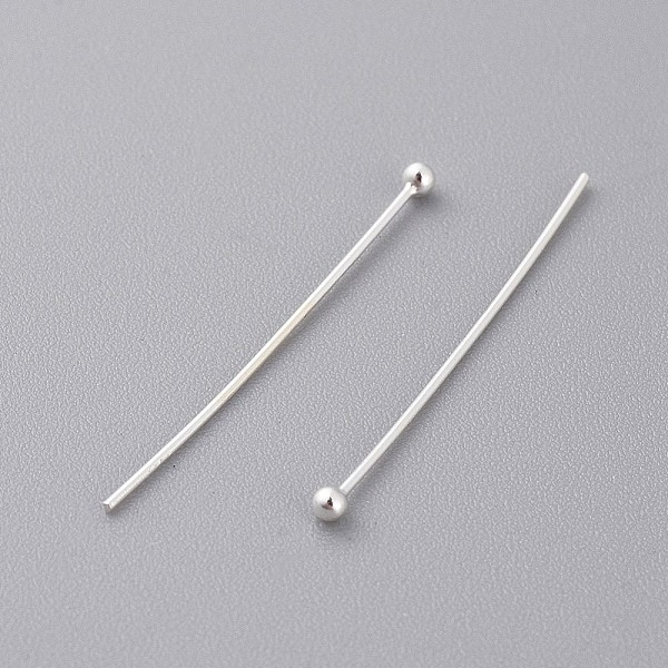 

PandaHall 925 Sterling Silver Ball Head Pins, Silver, 25x0.5mm Sterling Silver