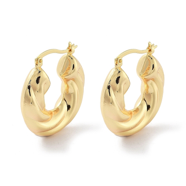 

PandaHall Brass Hoop Earrings, Real 18K Gold Plated, 32x8mm Brass