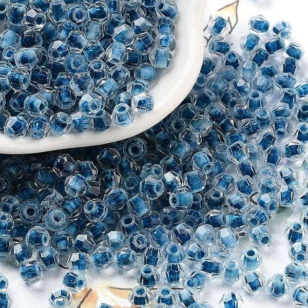 

PandaHall Glass Seed Beads, Inside Colours, Bicone, Steel Blue, 4.5x3.5mm, Hole: 1.4mm, about 5625pcs/pound Glass Bicone