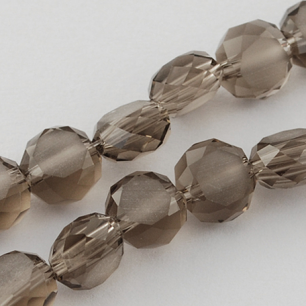 

PandaHall Frosted Glass Bead Strands, Faceted, Flat Round, Coffee, 6x3~4mm, Hole: 1mm Glass Flat Round Brown